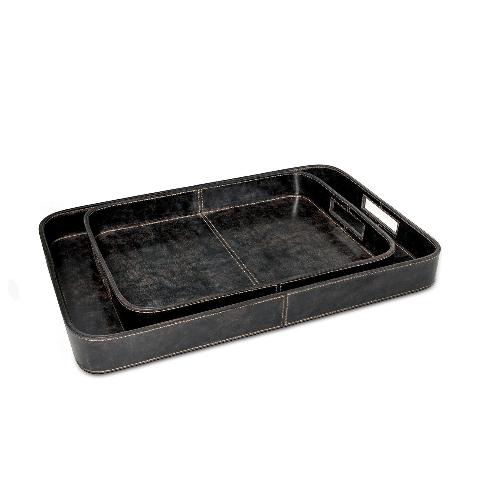 Derby Rectangle Leather Tray Set | Regina Andrew Detroit